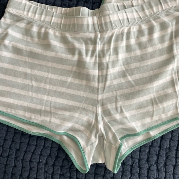 LAKE Pajama Pima Shorts Set - White and Green - Picture 5 of 10